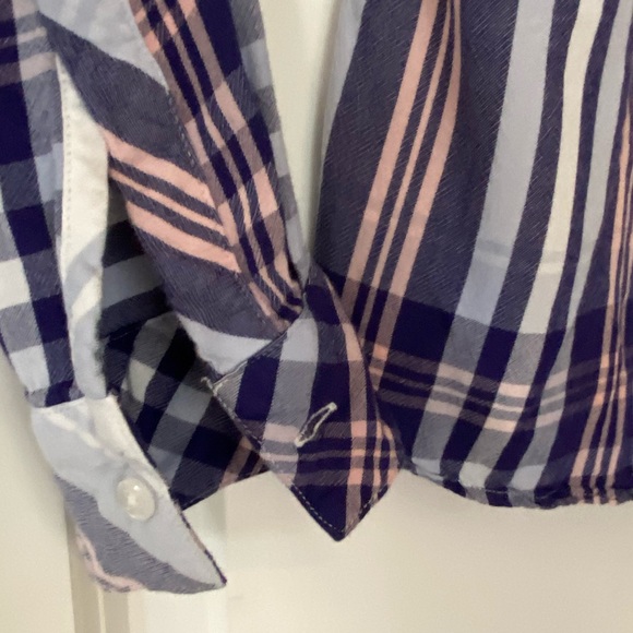 Rails Blue & Pink Plaid Rayon Button-front Shirt - Picture 5 of 8